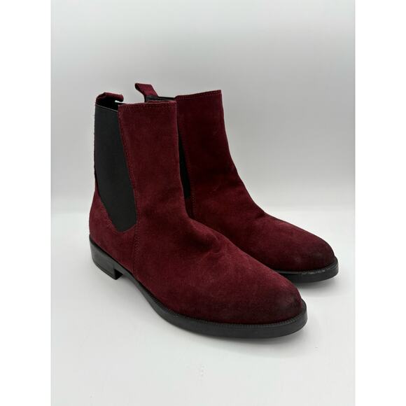 Emanuele Crasto Italian Burgundy Suede Leather Ankle Boots Size 9 - Picture 1 of 7